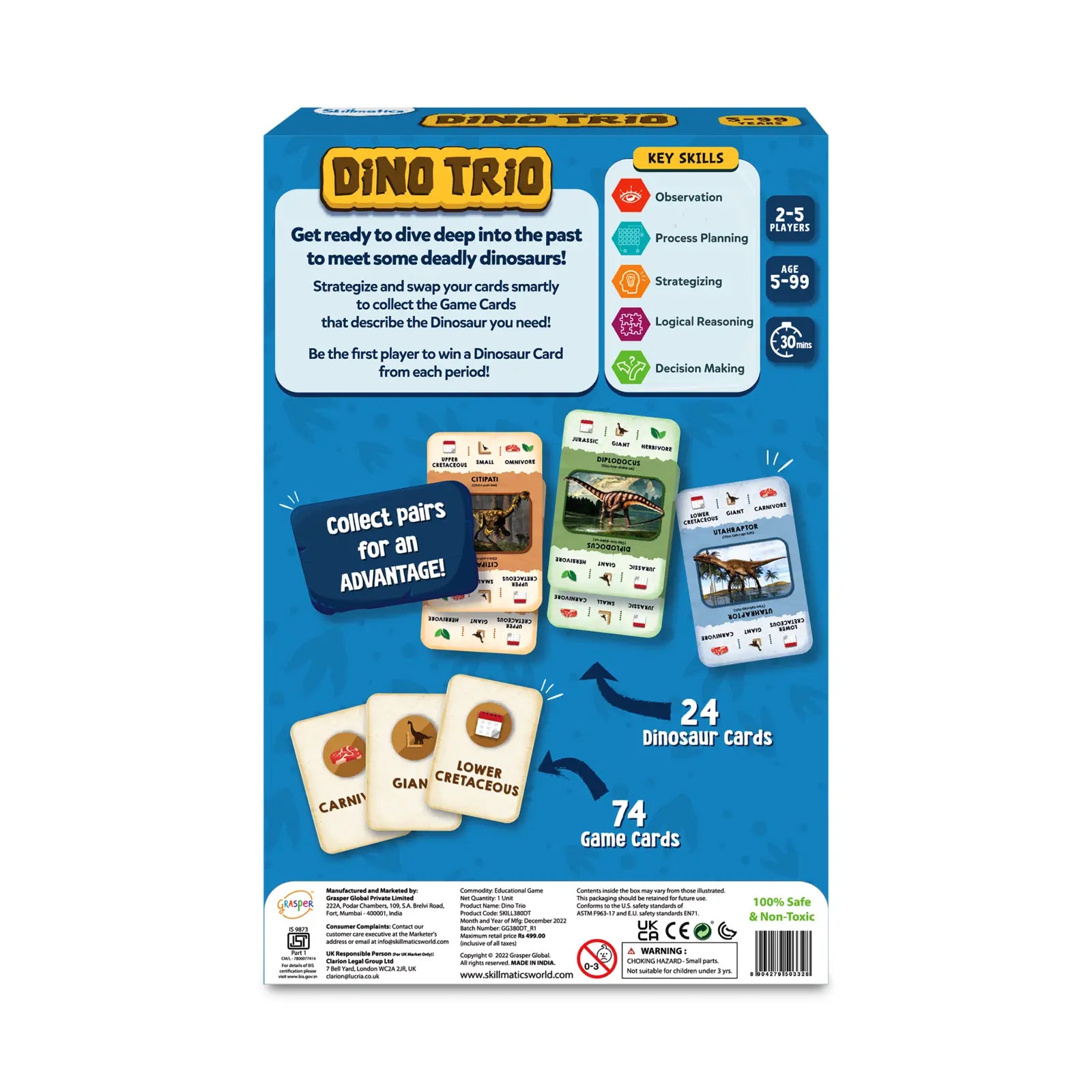  Skillmatics Card Game - Dino Trio, A Smart Swapping