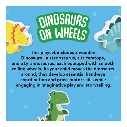 Dinosaurs on Wheels | Wooden Dinosaur Toys on Wheels (ages 9 months - 3y)