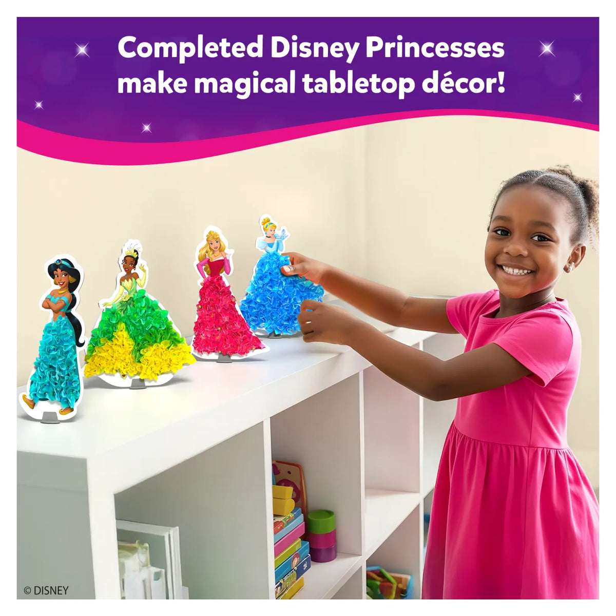 Brightly colored Disney Princess craft decorations for kids ages 4-9 in Poke-in Art set