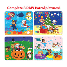Four Paw Patrol puzzle scenes from Dot it! No mess sticker art for kids ages 3-7