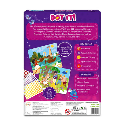 Disney Princess sticker activity set from Dot it! featuring colorful princess stickers