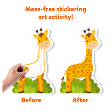 Giraffe sticker art activity from Dot it Wild Farm Underwater Animal Party Favors pack