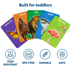 Animal-themed toddler flashcards from First 100 Animals product for ages 1-4