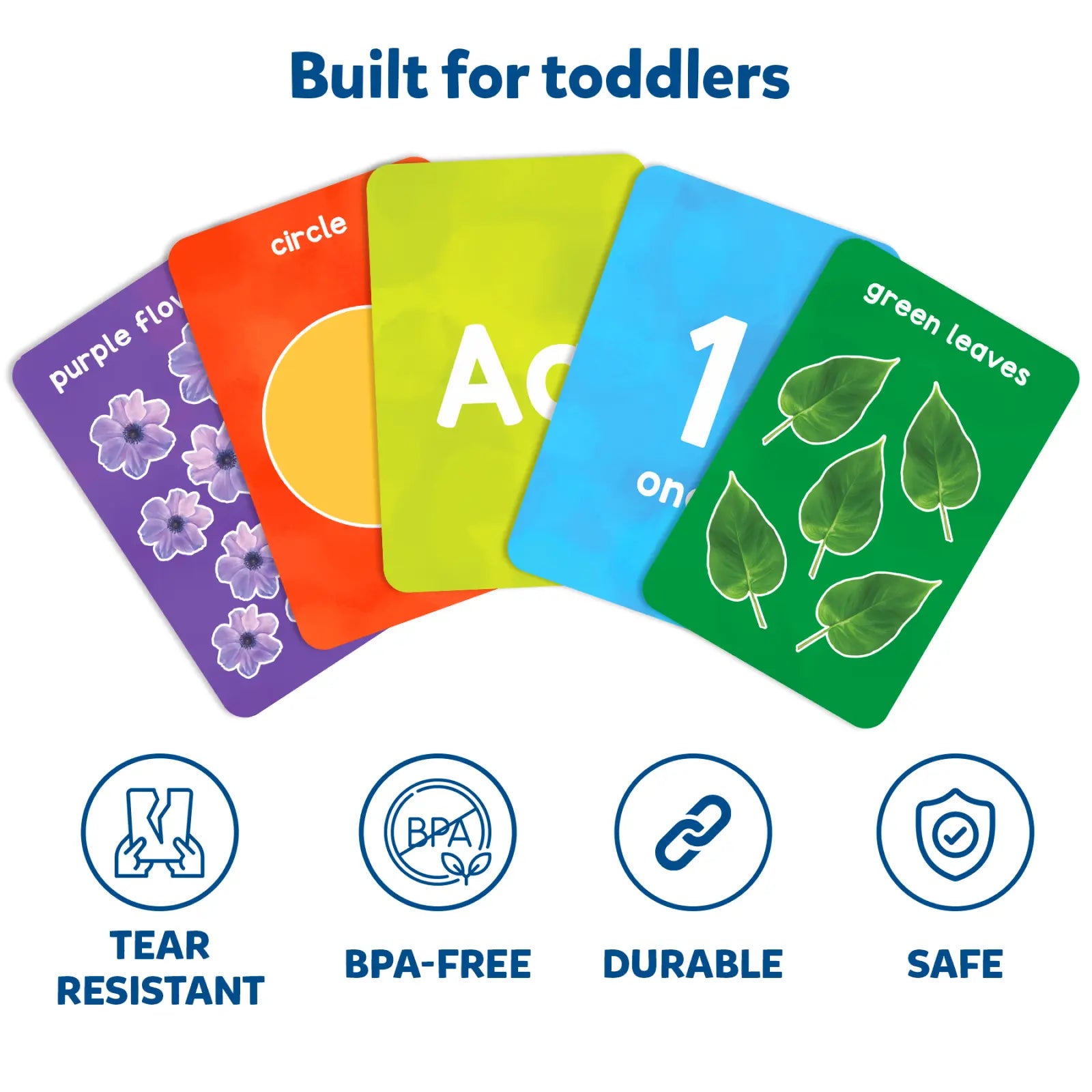 Colorful toddler learning cards with letters numbers shapes and colors for early education