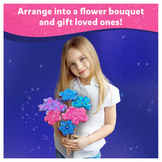 Young girl holding colorful flower bouquet from Poke-in Art Mess-Free Flower Bouquet for Kids