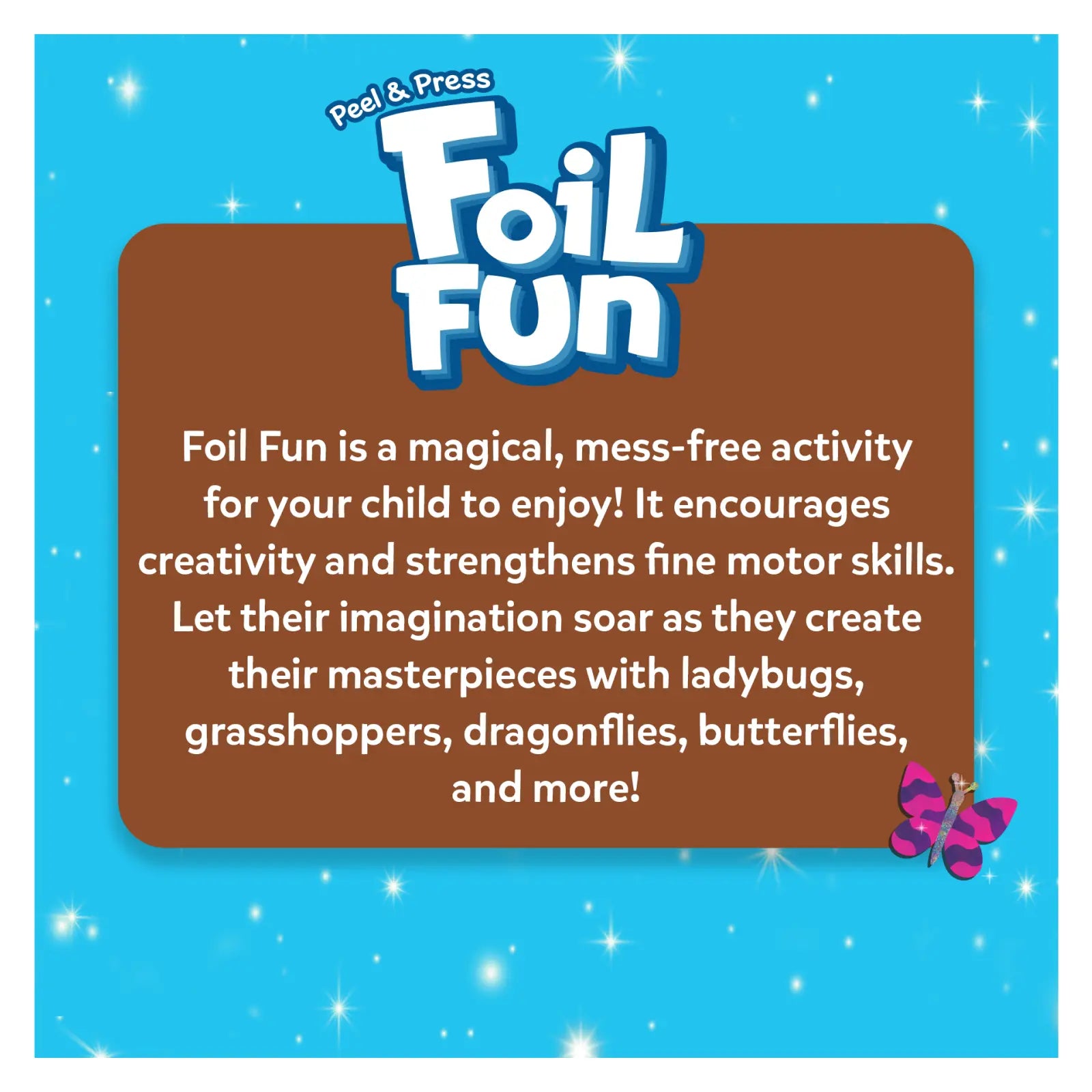 Foil Fun activity advertisement for Foil Fun Bugs & Butterflies No Mess Art Kit