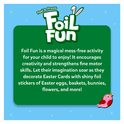 Foil Fun Easter activity with colorful foil art for kids aged 4 to 9