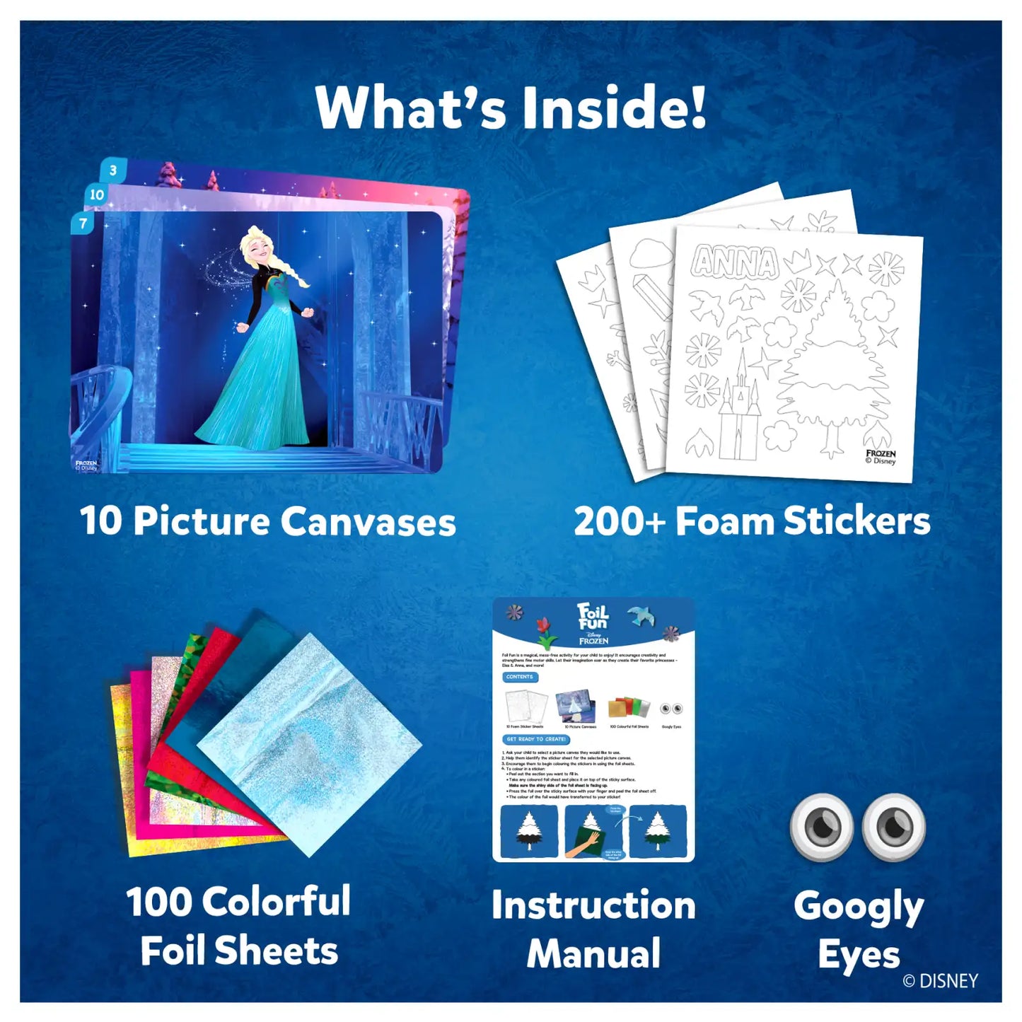 Frozen-themed craft kit from Foil Fun Disney Frozen No Mess Art Kit for kids ages 4-9