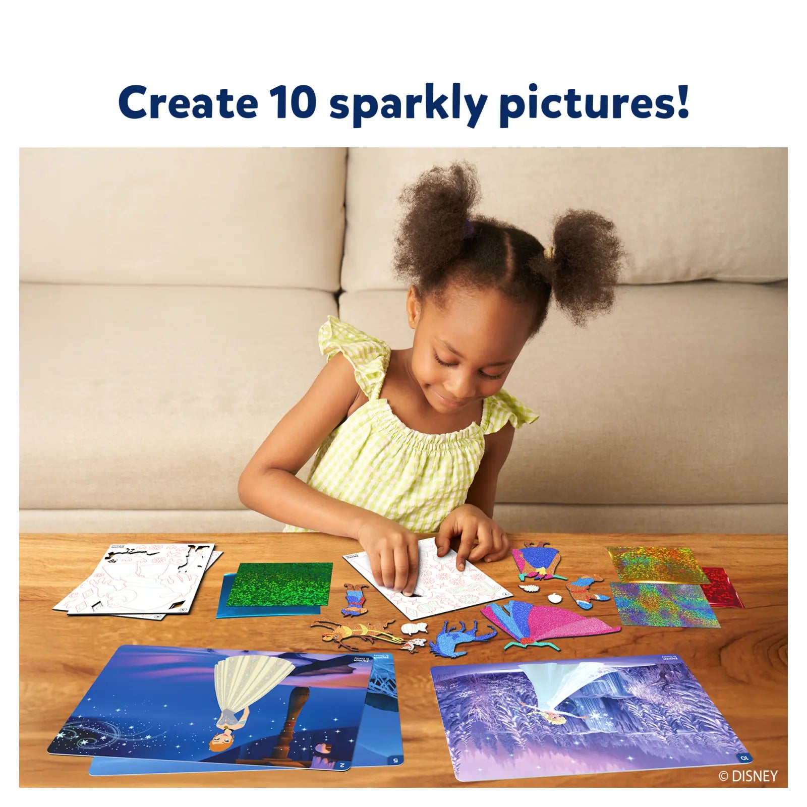 Sparkly picture craft kit featuring Disney Frozen characters for ages 4 to 9