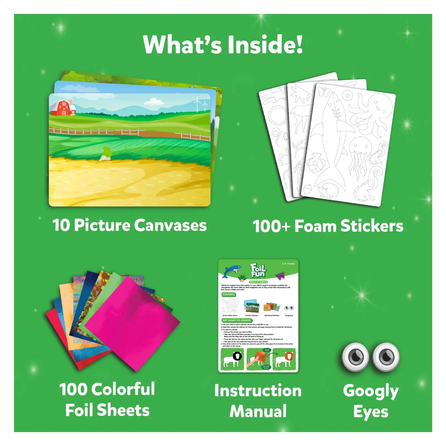Foil Fun: World Of Animals |  No Mess Art Kit (ages 4-9)