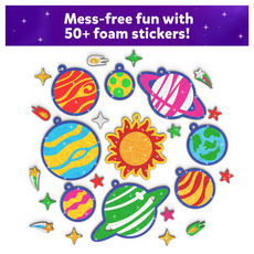 Colorful foam space-themed stickers for solar system art projects for ages 4-12