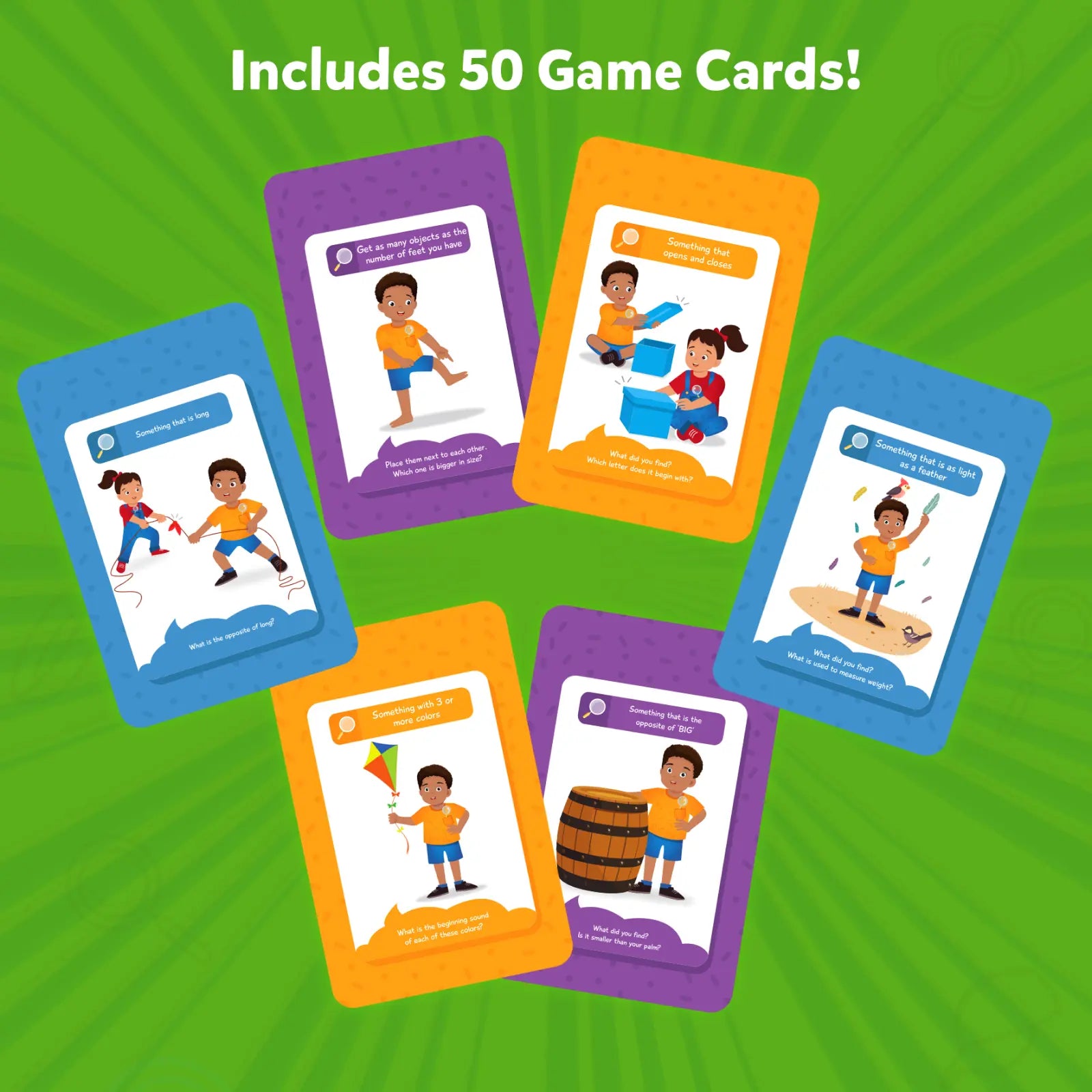 Colorful game cards for Found It Outdoor Edition Smart Scavenger Hunt for ages 4-7