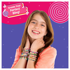 Smiling girl wearing colorful bracelets from Roll-up Beads DIY Friendship Bracelets Kit