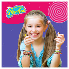 Smiling girl wearing colorful bracelet from Roll-up Beads Friendship Bracelets DIY Kit