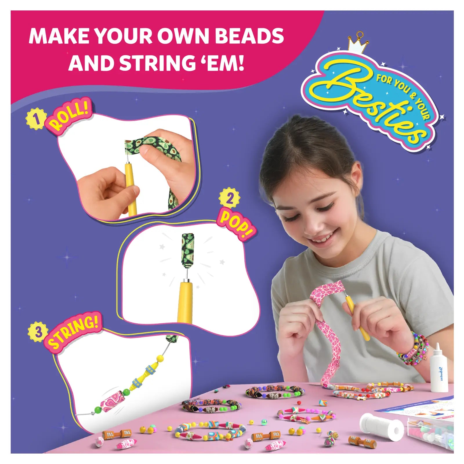 Roll-up Beads: Friendship Bracelets | DIY Jewelry Kit (ages 6-13)