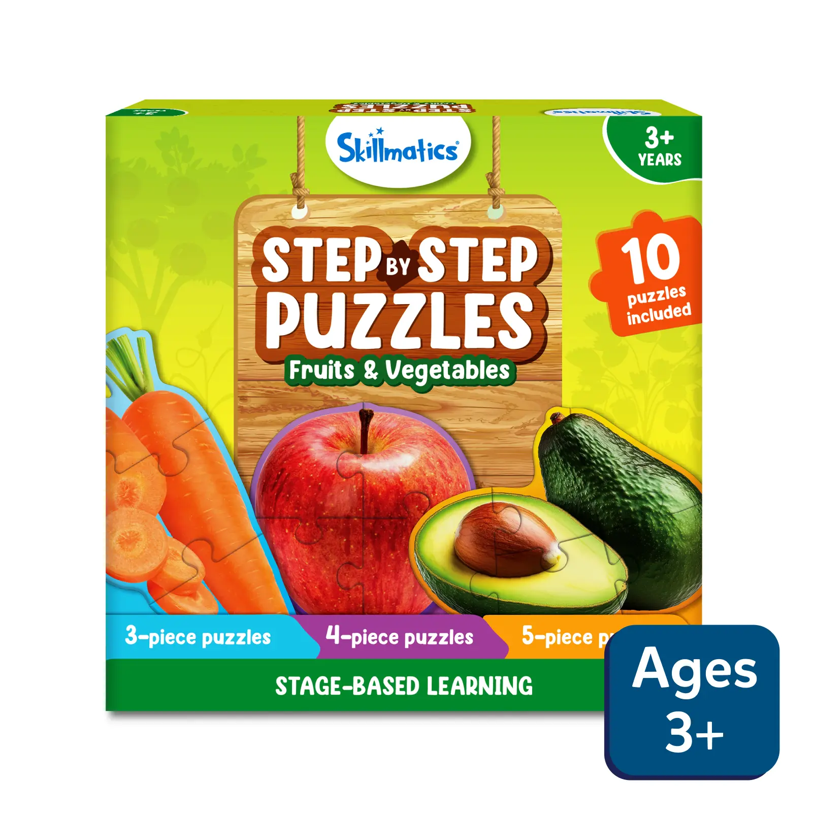 Step by Step Puzzle: Fruits & Vegetables (ages 3+)
