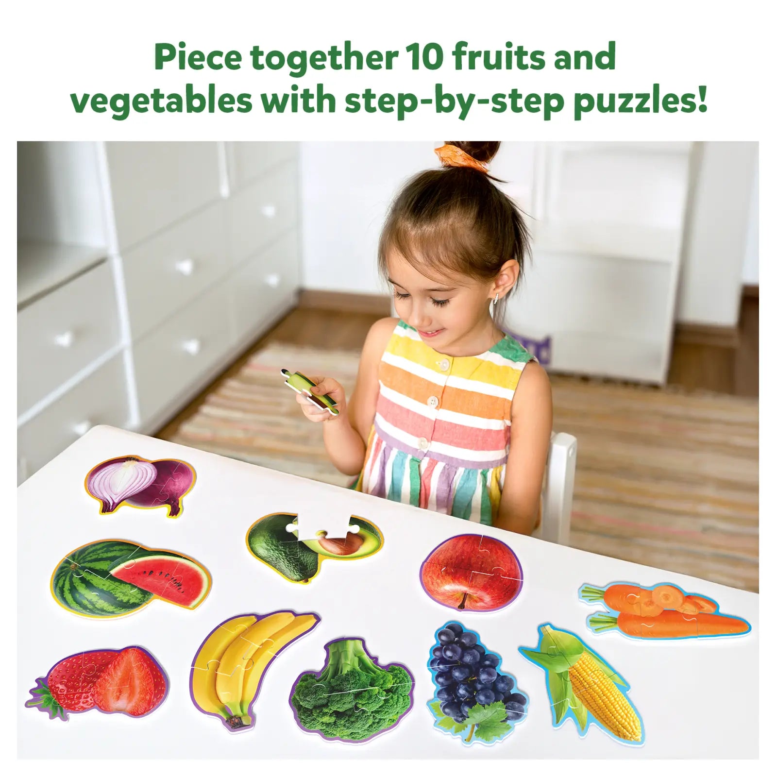 Step by Step Puzzle: Fruits & Vegetables (ages 3+)