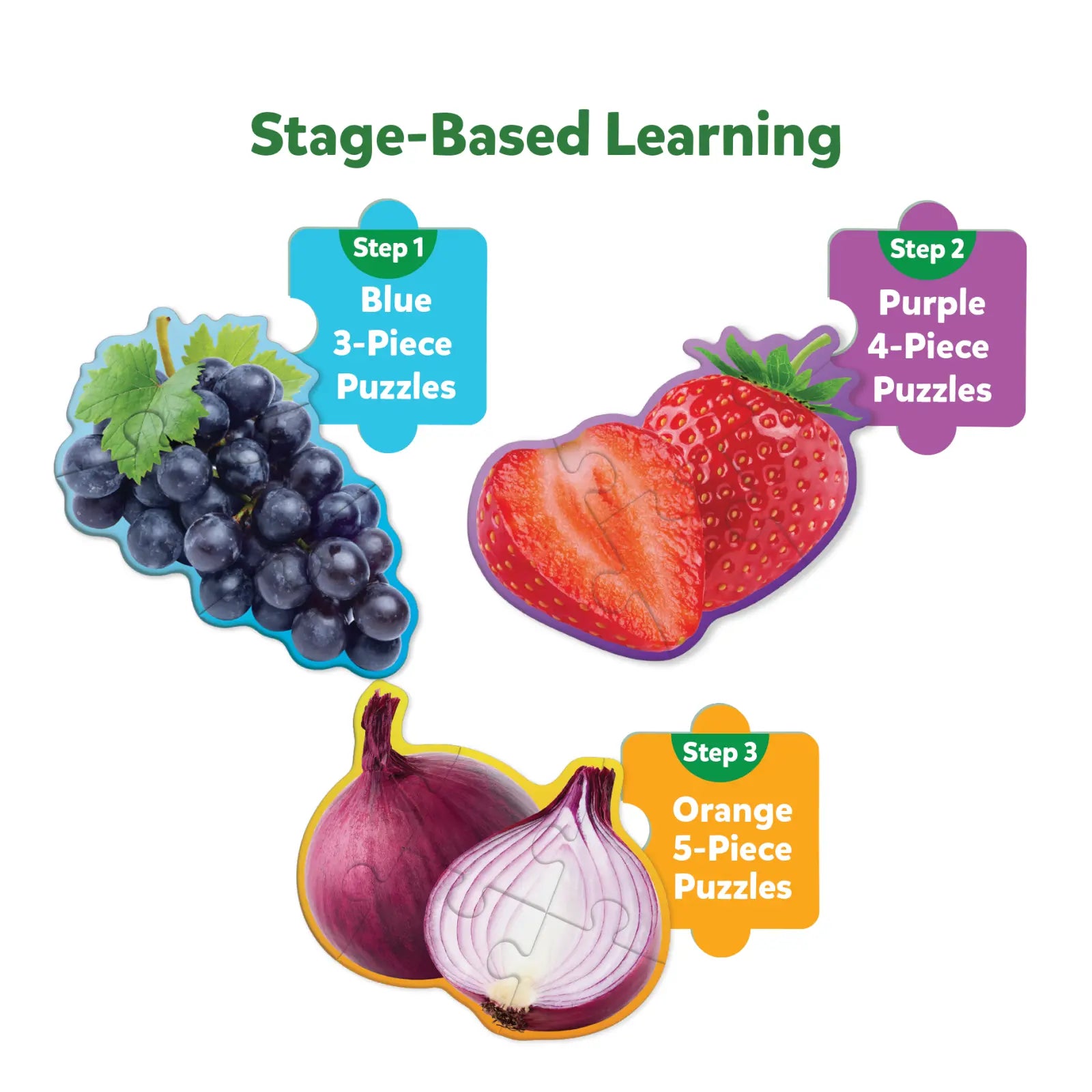 Step by Step Puzzle: Fruits & Vegetables (ages 3+)