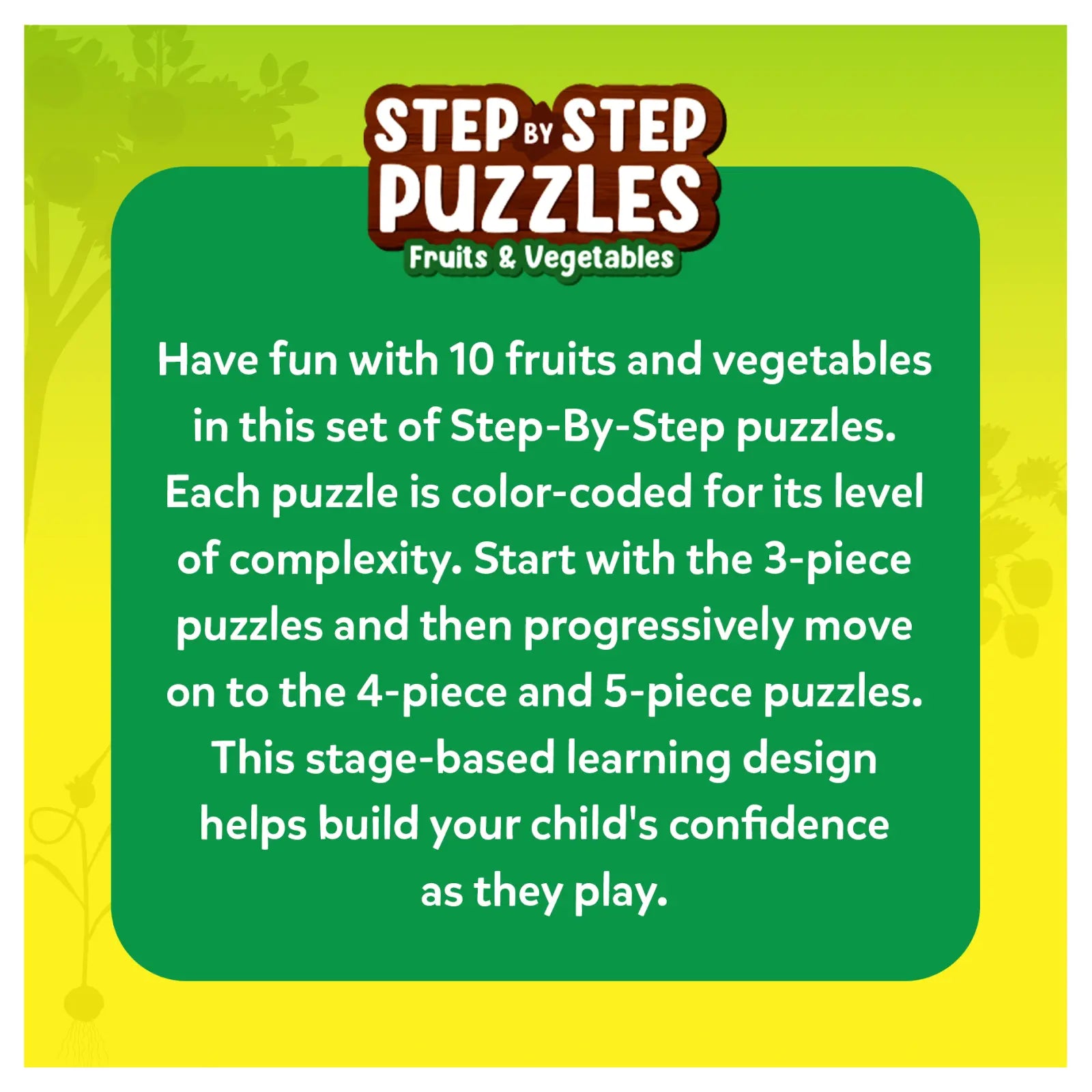Step by Step Puzzle: Fruits & Vegetables (ages 3+)