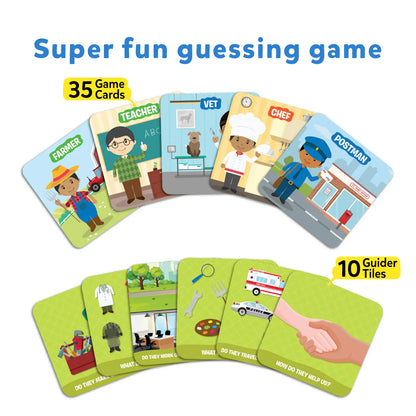Children’s guessing game with occupation-themed cards from Guess in 10 Junior & Found it! Classroom