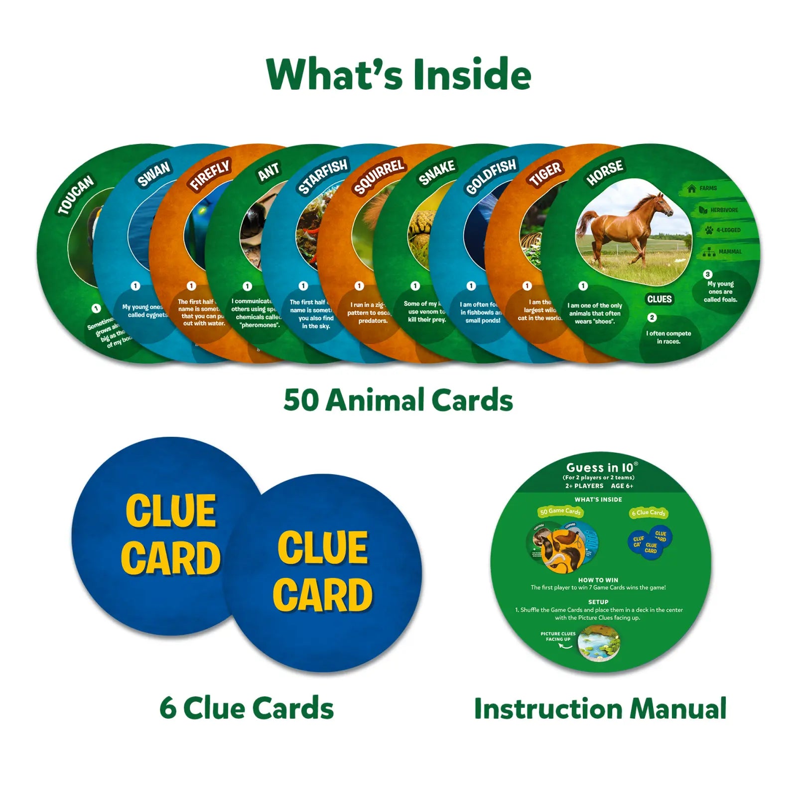 Guess in 10: Picture Clues Animal Planet | Trivia card game (ages 6+)