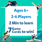 Sports-themed game advertisement for Guess in 10 World Of Sports Trivia Card Game