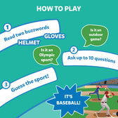 Baseball guessing game instructions for Guess in 10 World Of Sports trivia card game