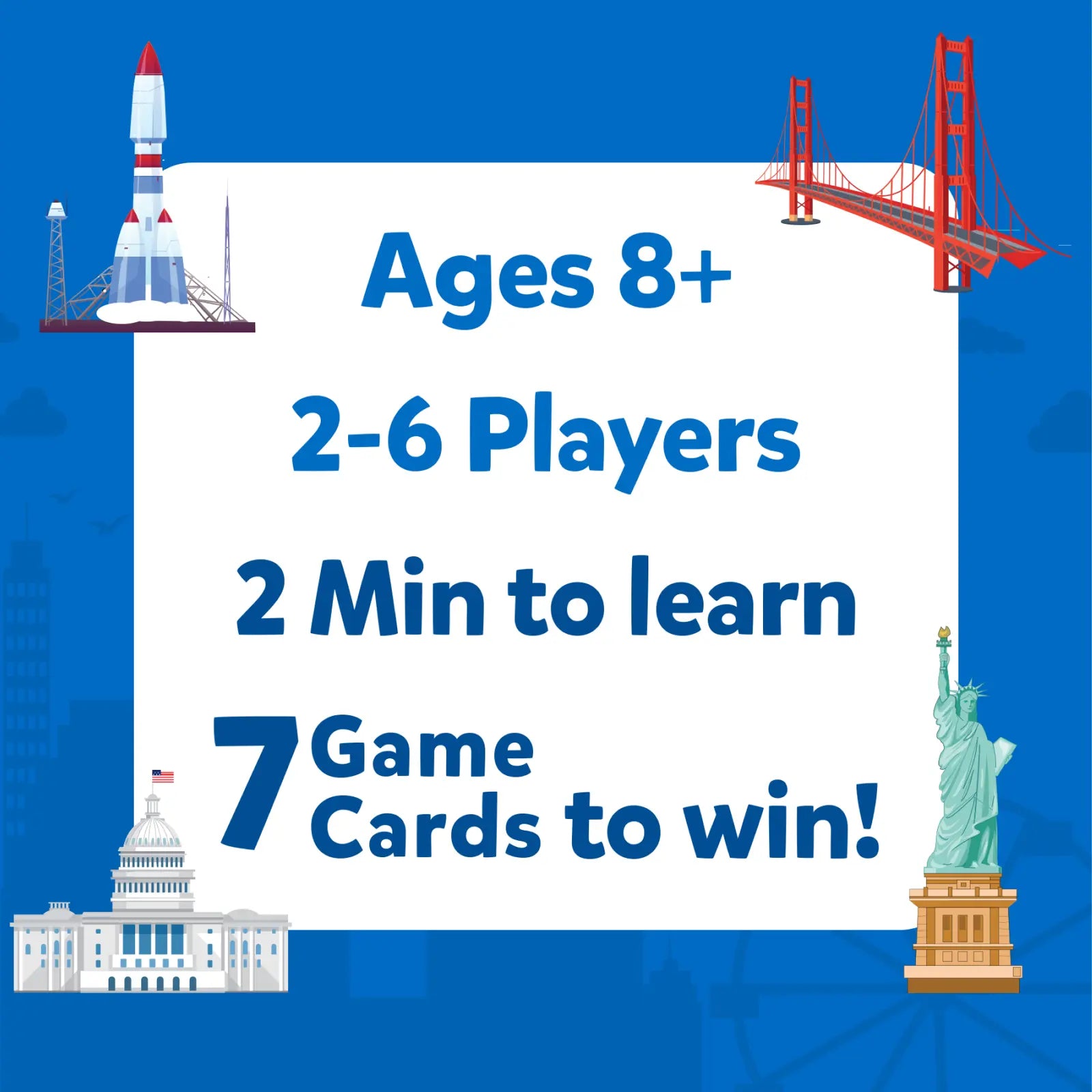 Guess in 10: American Cities | Trivia card game (ages 8+)