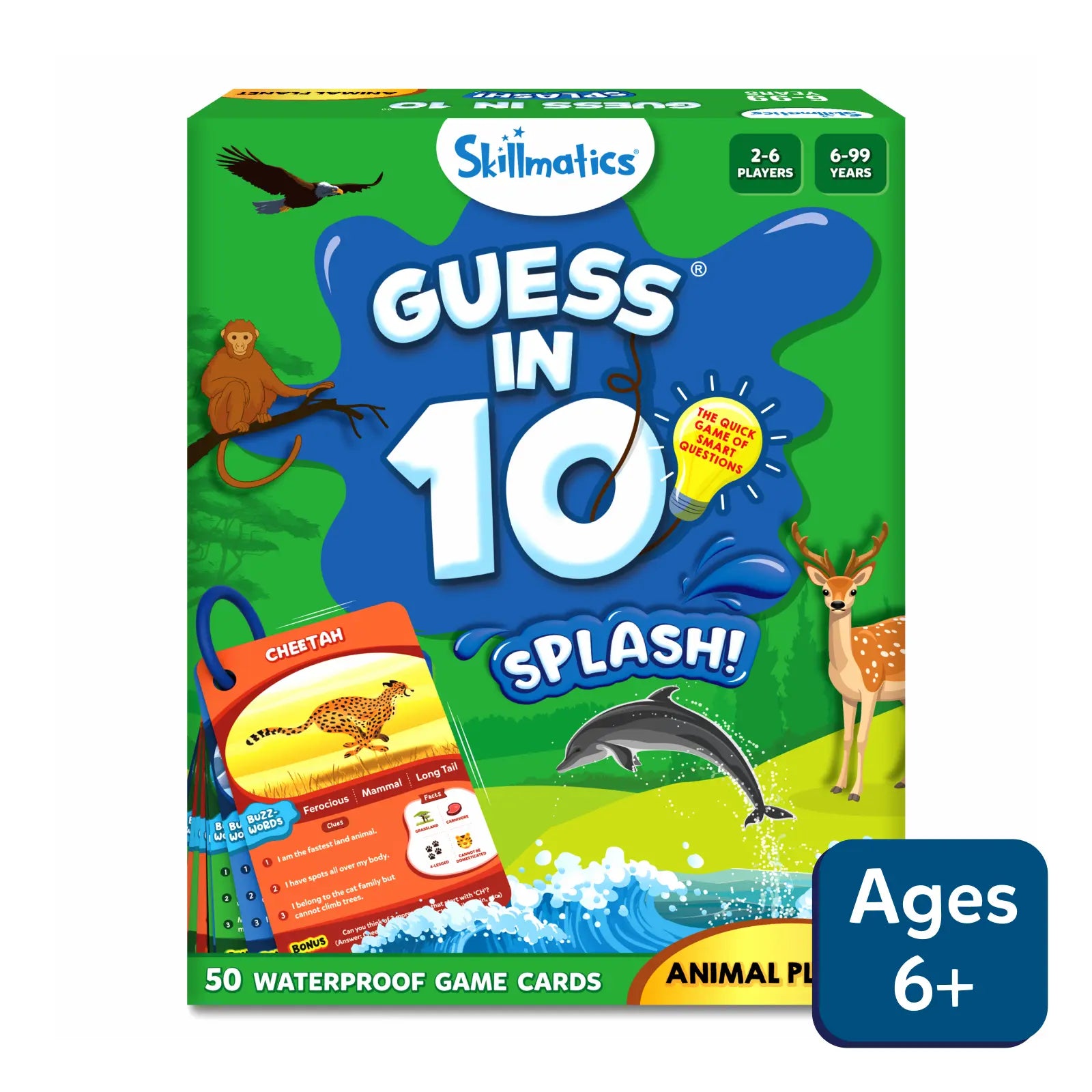 Guess in 10 Splash | Trivia waterproof card game (ages 6+)