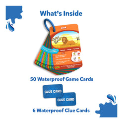 Waterproof animal flashcards from Guess in 10 Splash trivia card game for ages 6+