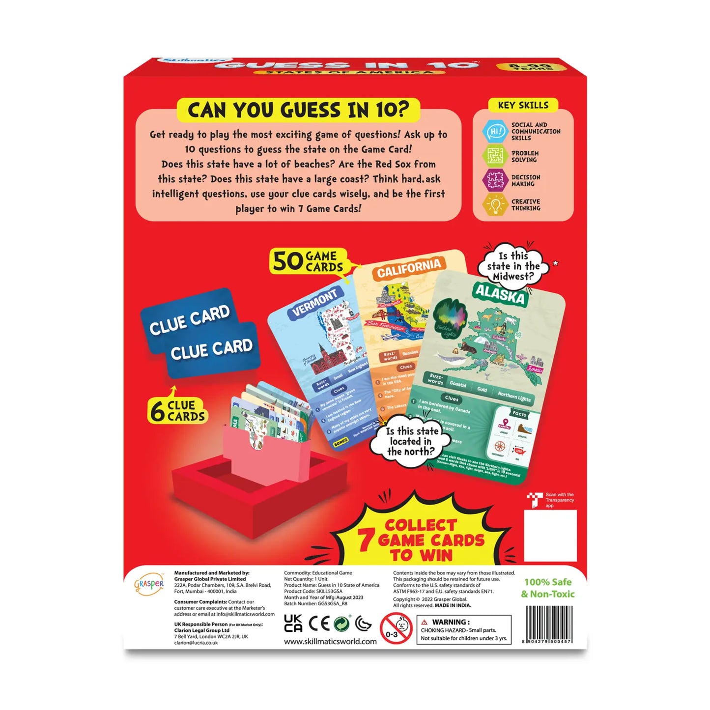 Guess in 10: States Of America | Trivia card game (ages 8+)