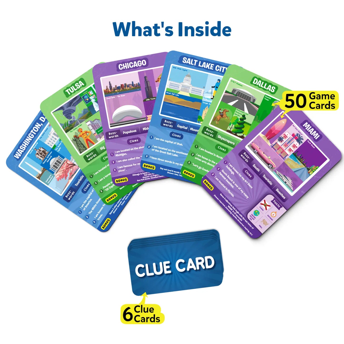 Guess in 10: American Cities | Trivia card game (ages 8+)