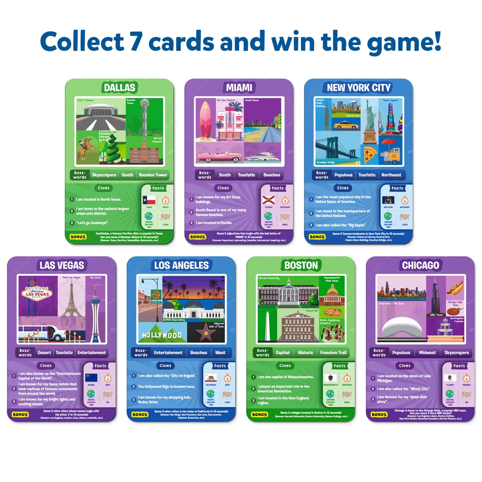 Guess in 10: American Cities | Trivia card game (ages 8+)