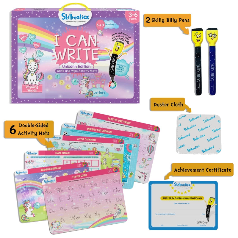 I Can Write Unicorn Edition | Reusable Activity Mats (ages 3-6 ...