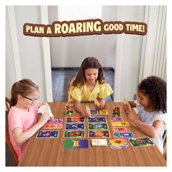 Children enjoying Jungle Party card game of strategy and luck during a fun party
