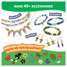 Beaded jewelry-making kit showcasing colorful beads and tools for Jungle Party themed DIY jewelry