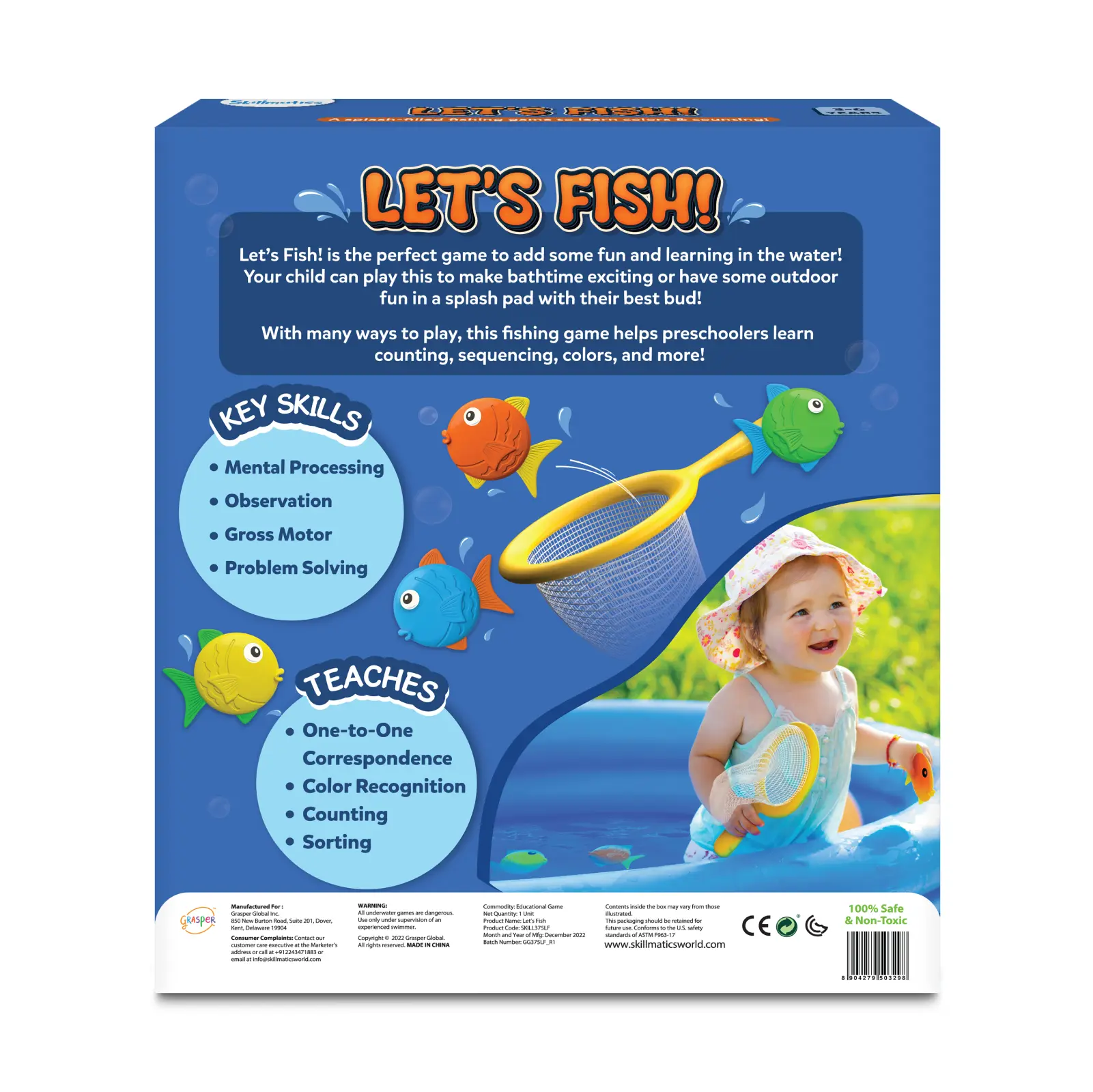 Skillmatics Outdoor & Bath Toys - Let's Fish, Fishing Game, Toddler Toys, Learn Colors & Counting, Pool Toys for Kids, Gifts for Boys & Girls Ages 3