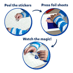 Foil art activity instructions for Foil Fun Letter and Number Stickers art kit
