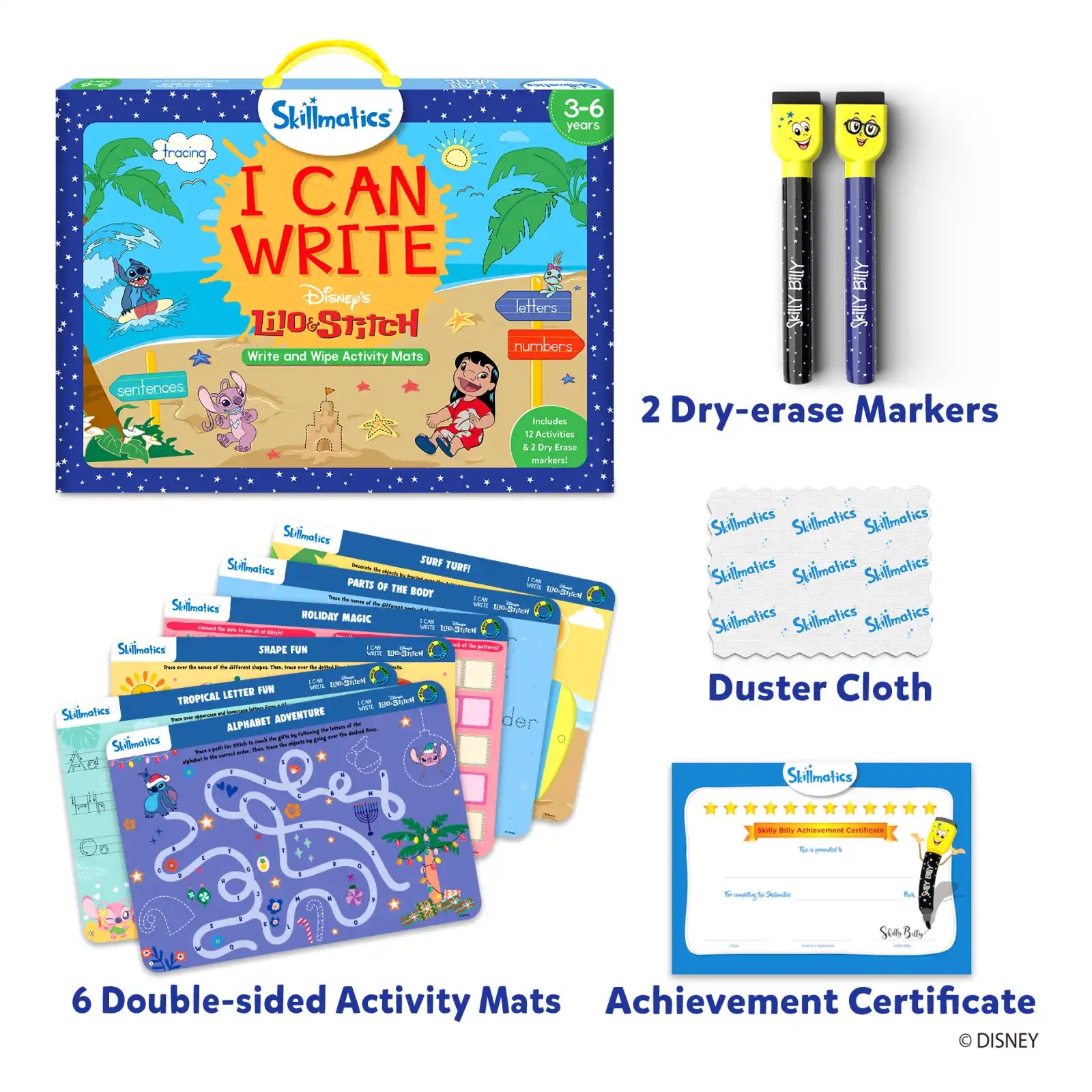 I Can Write Disney’s Lilo & Stitch reusable activity mats for preschool learning