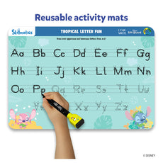 Reusable alphabet tracing mat featuring Disney’s Lilo & Stitch for kids ages 3-6