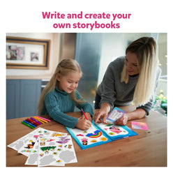 Children creating a storybook with the My Storybook Art Kit Unicorns & Princesses