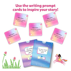 Writing prompt cards and notebooks from My Storybook Art Kit Unicorns and Princesses