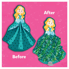 Princess craft before and after showing magic transformation in Poke-in Art for kids