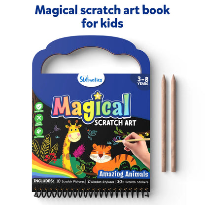 Magical Scratch Art Book for Kids featuring Amazing Animal Designs for children ages 3 to 8