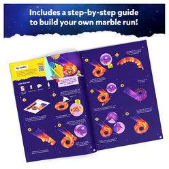 Open instruction manual for Marble Run Craft Kit DIY activity kit for ages 8-13
