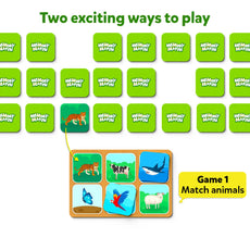 Memory Match Animal Planet board game for kids ages 3 to 7 featuring animal cards