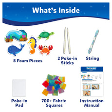 Craft kit contents for Poke-in Art Underwater Animals mess-free art for kids ages 4-9