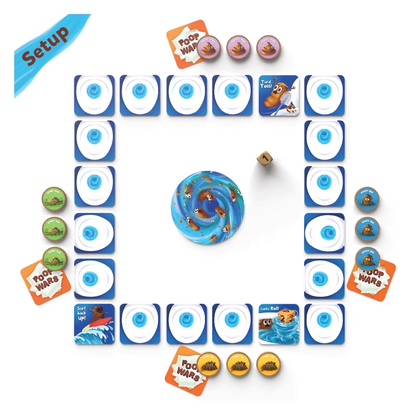 Poop Wars Board Game for ages 6+ featuring colorful cartoon characters and fun gameplay