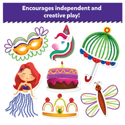 Colorful play-themed stickers from Waxy Window Art DIY Kit for kids ages 5-12