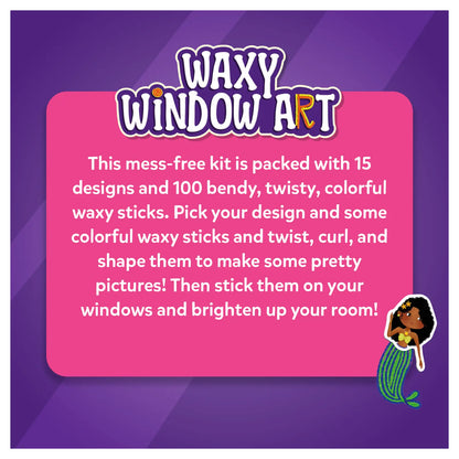 Waxy Window Art Kit for Kids Featuring Pretty Pictures DIY Craft Set